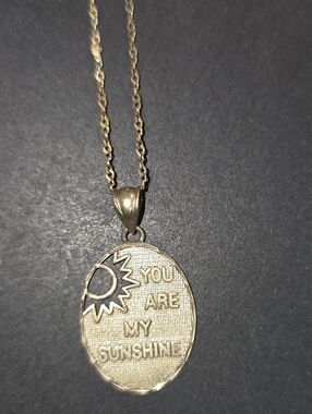 Vintage You Are My Sunshine Gold vermial Pendant Necklace